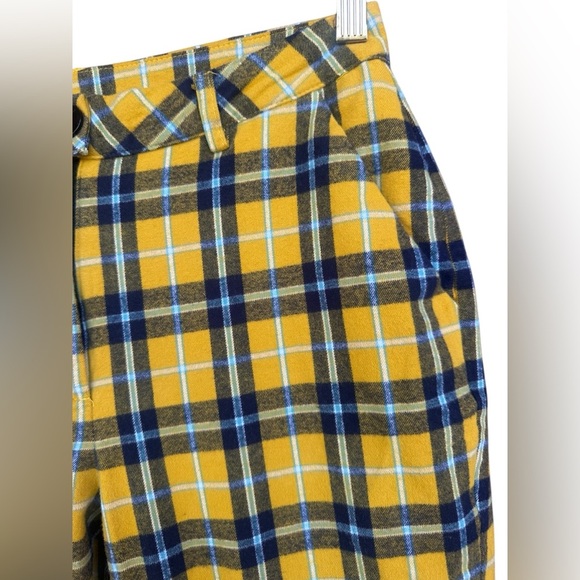 UNIF Dawson Pants Cotton High Rise Yellow Blue Plaid Size 27 - Picture 7 of 11